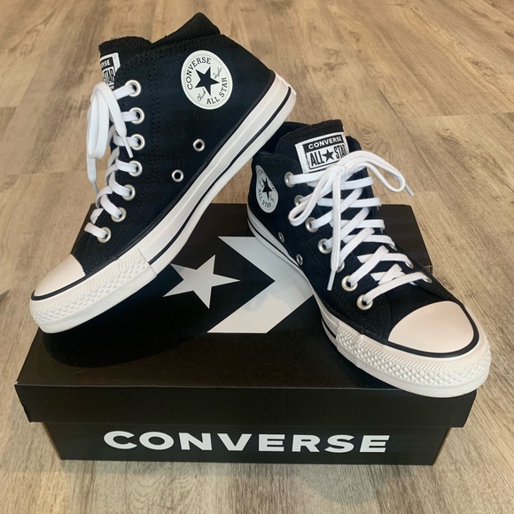 Converse Shoes - Converse Black and White mid-Tops